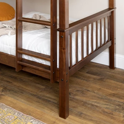 Twin Over Twin Transitional Cottage Solid Pine Bunk Bed Walnut - Saracina Home 5 Twin Over Twin Transitional Cottage Solid Pine Bunk Bed Walnut - Saracina Home - Image 5