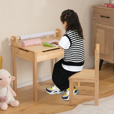 Costway Toddler Multi Activity Table With Chair Kids Art & Crafts Table With Paper Roll Holder 1 Costway Toddler Multi Activity Table With Chair Kids Art & Crafts Table With Paper Roll Holder