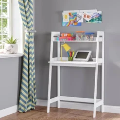 Kids' Desk With Ladder Shelf Storage And 2 Bonus Magnetic Art Display Bars White - RiverRidge Home -Kids Home Store GUEST e76461f9 1050 4bd6 9ae5 4c8619ccf4d2