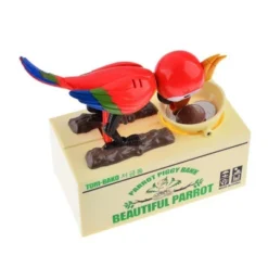Insten Parrot Piggy Bank Robotic Coin Munching Toy Money Box, Red, 6.6x6.5 Inches -Kids Home Store GUEST ec30c160 b7c2 4e4d 8e3a ce407fbb3c9c