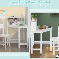 Costway Kids Corner Desk & Chair Set Wooden Study Writing Workstation With Storage & Hutch -Kids Home Store GUEST ed43f469 c685 4170 b3dd 8be7c84fb60b