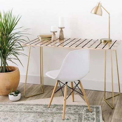 Wonder Forest Grid Lock Black And Gold Desk - Deny Designs 1 Wonder Forest Grid Lock Black And Gold Desk - Deny Designs