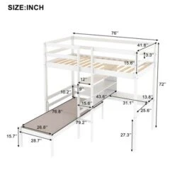 Convertible Loft Bed With L Shaped Desk, Shelf And Ladder, White - ModernLuxe -Kids Home Store GUEST f184ffe8 fe5b 4eb2 9561 41d3232610fb