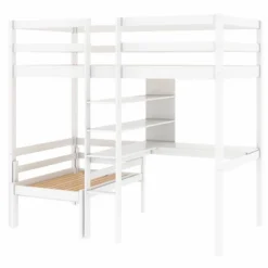 Convertible Loft Bed With L Shaped Desk, Shelf And Ladder, White - ModernLuxe -Kids Home Store GUEST f1daeda8 e6df 41f9 b8ae 2e1994c5084e