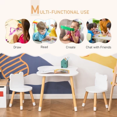 Qaba Kids Table And Chair Set For Arts, Meals, Lightweight Wooden Homework Activity Center, Toddlers Age 3+, White 7 Qaba Kids Table And Chair Set For Arts, Meals, Lightweight Wooden Homework Activity Center, Toddlers Age 3+, White - Image 7