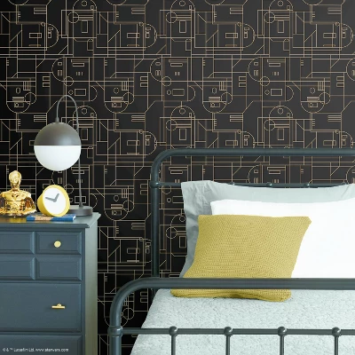 Star Wars R2D2 Geometric Peel And Stick Wallpaper Copper - RoomMates 1 Star Wars R2D2 Geometric Peel And Stick Wallpaper Copper - RoomMates