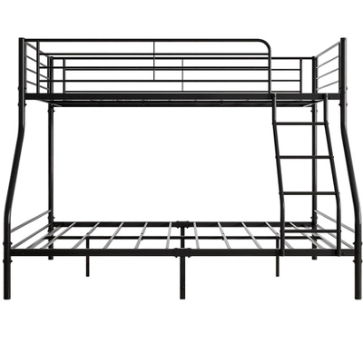 Twin-Over-Full Metal Bunk Bed With Ladder And Enhanced Upper-Level Guardrail, Black-ModernLuxe 3 Twin-Over-Full Metal Bunk Bed With Ladder And Enhanced Upper-Level Guardrail, Black-ModernLuxe - Image 3