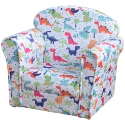 Qaba Kid's Sofa Chair With Dinosaur Design And Thick Padding, Flannel-Covered Toddler Armchair For Bedroom, Playroom -Kids Home Store GUEST fa080181 62b6 4121 a01c 29a75601f9c0