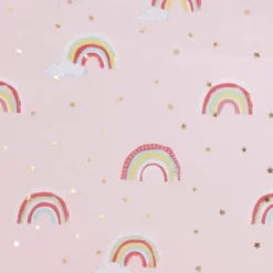 Natalie Rainbow With Metallic Printed Total Blackout Window Panel Pink - Mi Zone -Kids Home Store GUEST ff1254e6 be59 4a18 b2ad e0eb4c710d07