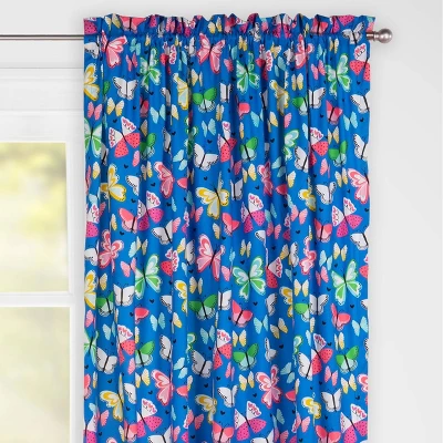 Brilliant Butterflies Rod Pocket Curtain Panel Blue - Highlights 1 Brilliant Butterflies Rod Pocket Curtain Panel Blue - Highlights